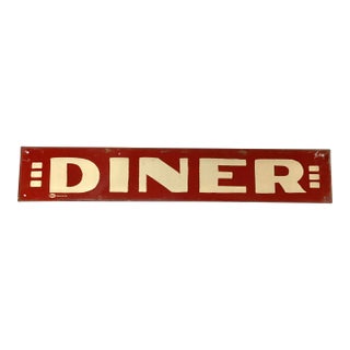 Vintage Mummert Metal Tin Diner Sign Red & White Made in the Usa For Sale