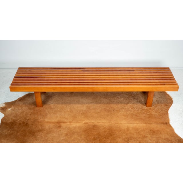 Mid-Century Modern Mid Century Charles Webb Cherry Wood Slat Bench, 1990s. For Sale - Image 3 of 17