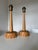 Pair oak table lamps by AB Stilarmatur Tranås Sweden, 1960s, very good condition. Sold with matching new linen lamp...