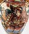 Antique Japanese Moriage Satsuma Samurai Raised Relief Floral Handled Vase For Sale - Image 4 of 8