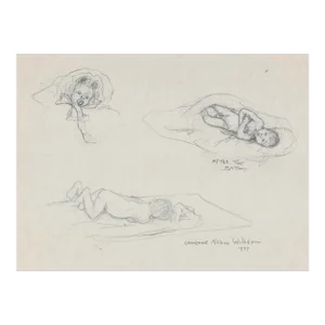 1947 Lawrence Nelson Wilbur Figure Sketches of His Son