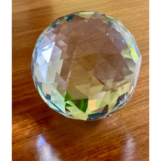 Early 20th Century Large 4.75 Lb Faceted Full Lead Crystal Sphere Paperweight Orb For Sale In Los Angeles - Image 6 of 8