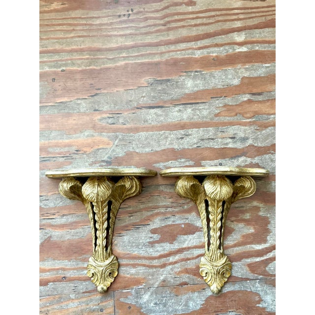 Vintage Regency Italian Hand Carved Brackets. - A Pair For Sale In West Palm - Image 6 of 7