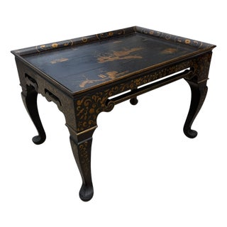 Rose Tarlow Melrose House Black Chinoiserie English Tea or Cocktail Table For Sale