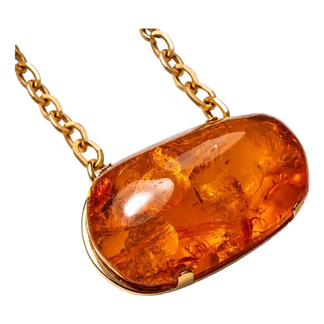 Antique Natural Baltic Sea Amber Brooch Pin Pendant Necklace For Sale