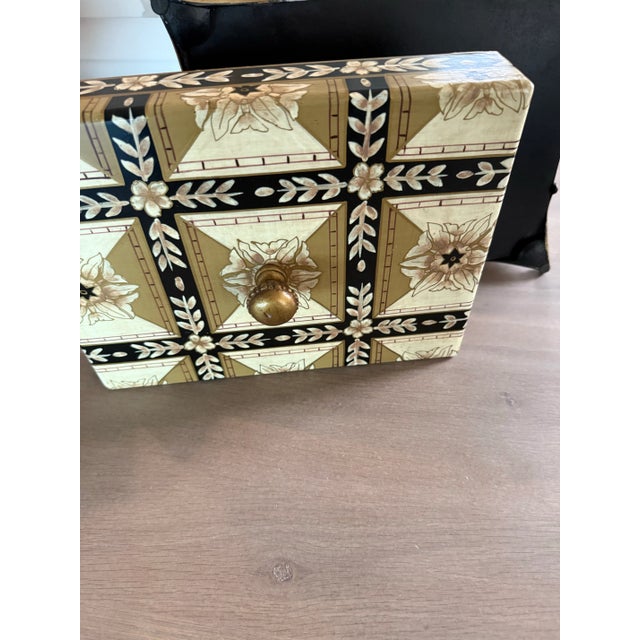 Brass Hand Painted Decorative Wooden Box on Brass Feet For Sale - Image 8 of 12