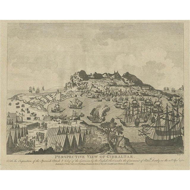 Gibraltar Showing the Spanish and English Fleet, 1782, Paper For Sale