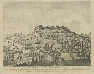 Gibraltar Showing the Spanish and English Fleet, 1782, Paper