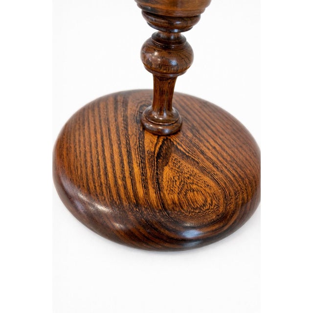 Turned hardwood pedestal compote bowl with dramatic grain, possibly bocote or a similar exotic hardwood, that has...