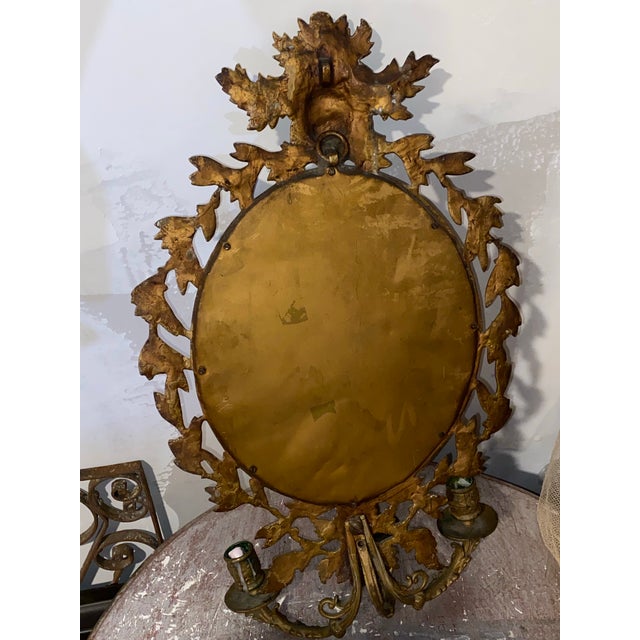 Gilded Bronze Figural Wall Mirror Sconce With Candle Holders. For Sale - Image 11 of 11