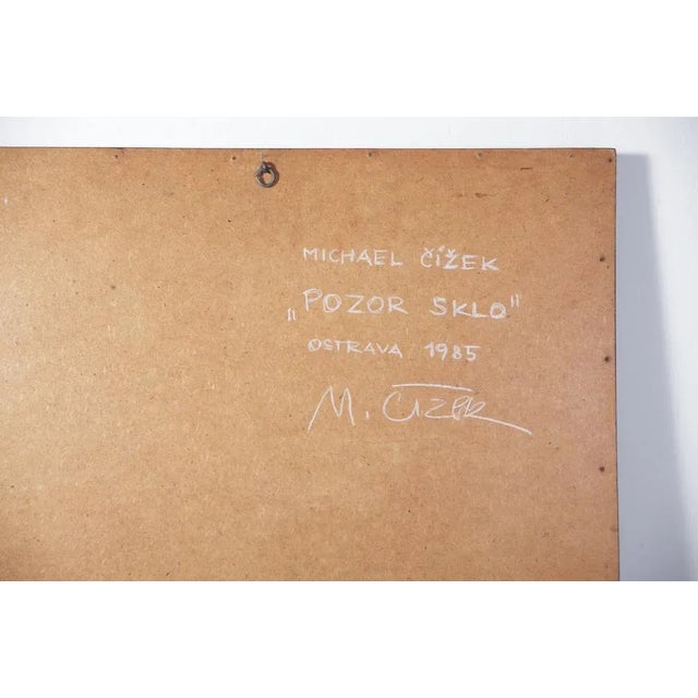 Metal Pop Art Caution Glass by Michal Cizek, 1985 For Sale - Image 7 of 8