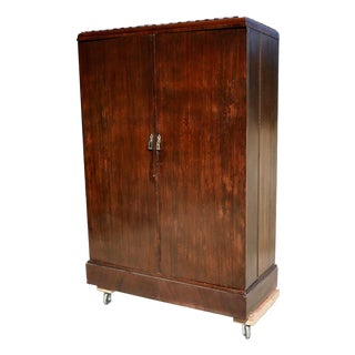 Vintage Art Deco Gentleman's Walnut Wardrobe, 1930 For Sale