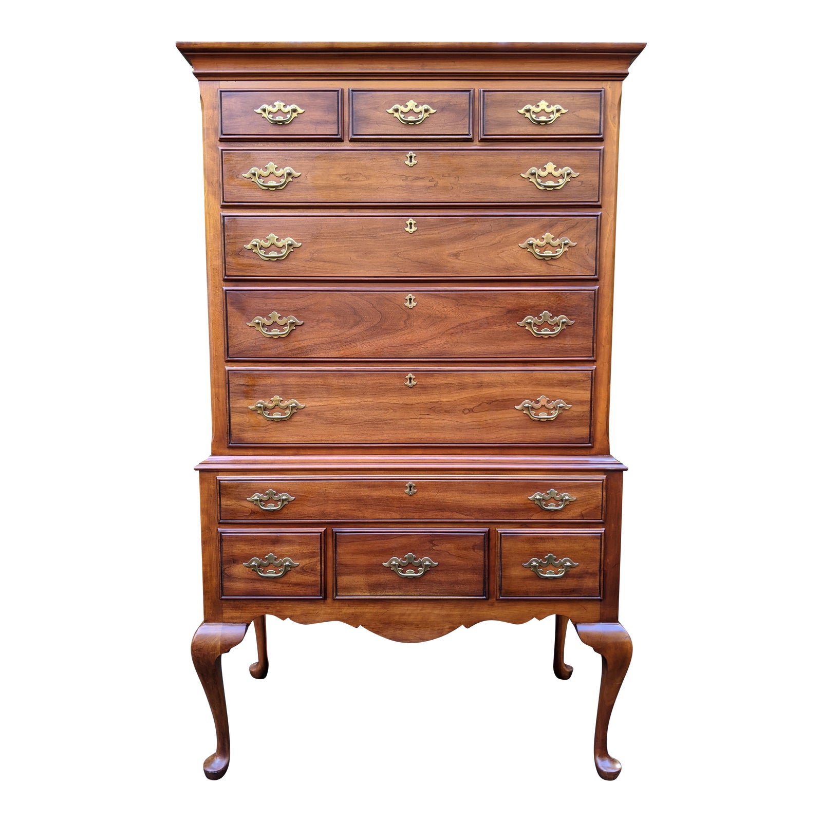 Statton TruType Americana Cherry Queen Anne Highboy Dresser 7/4 Chest