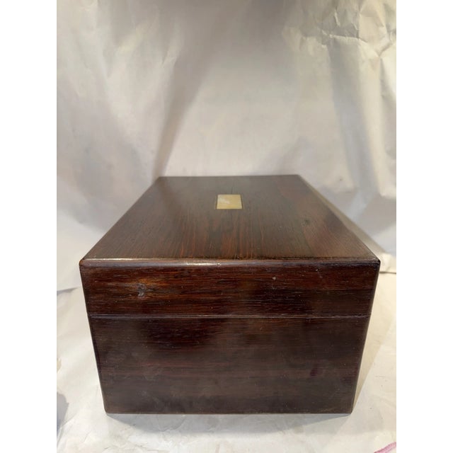 19th Century English Writing or Sewing Box With Pearl Inlay & Hidden Compartment For Sale - Image 10 of 13