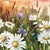 Sunset Daisies - Original Green Pink Floral Landscape Watercolor Painting on Paper For Sale - Image 4 of 6