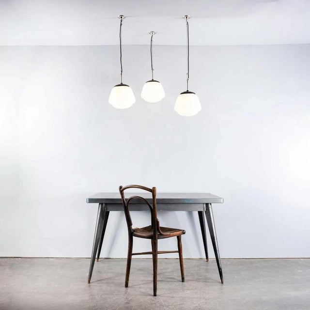 Vintage Mouth Blown Splayed Button Opaline Pendant Lamp, 1950s For Sale - Image 3 of 17