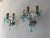 Glass C 1930 Rare Pair Aqua Blue 3 Lights Murano Flowers Crystal Sconces One of Kind For Sale - Image 7 of 12