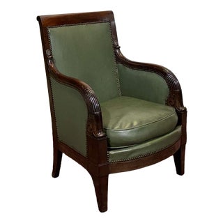 Empire-Style Mahogany Chair in Carved Mahogany, 1800s For Sale