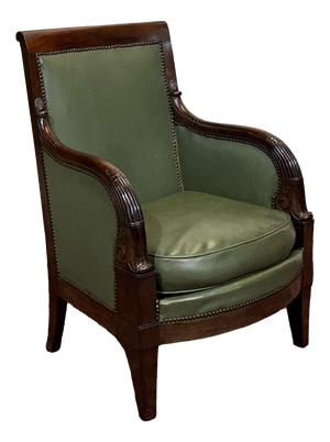 Empire-Style Mahogany Chair in Carved Mahogany, 1800s