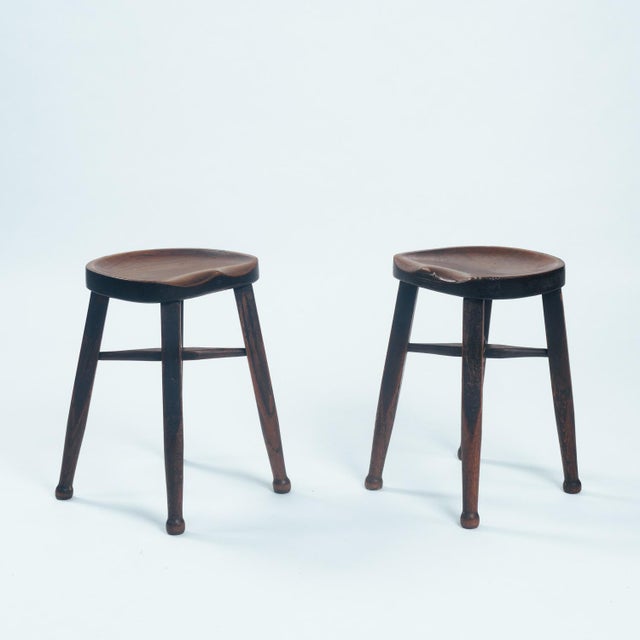 Antique Walnut Stools from Gaskell and Chambers, 1890s, Set of 2 For Sale - Image 6 of 15
