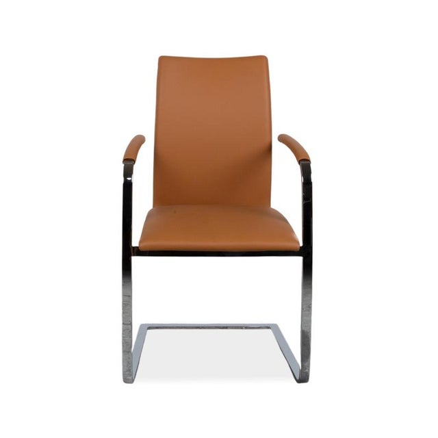 Swing Leather Chrome Chairs in Brown Cognac from Tonon, Set of 6 For Sale - Image 12 of 13