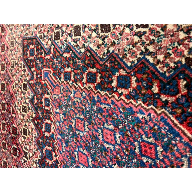 Mid 20th Century Antique Persian Tabriz Carpet, Wine Red, Ivory, Navy, Handmade Oriental Rug For Sale - Image 5 of 9