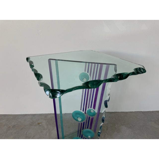 1980s Italian Postmodern Art Glass Pedestal - Side Table/ Sold For Sale - Image 11 of 12