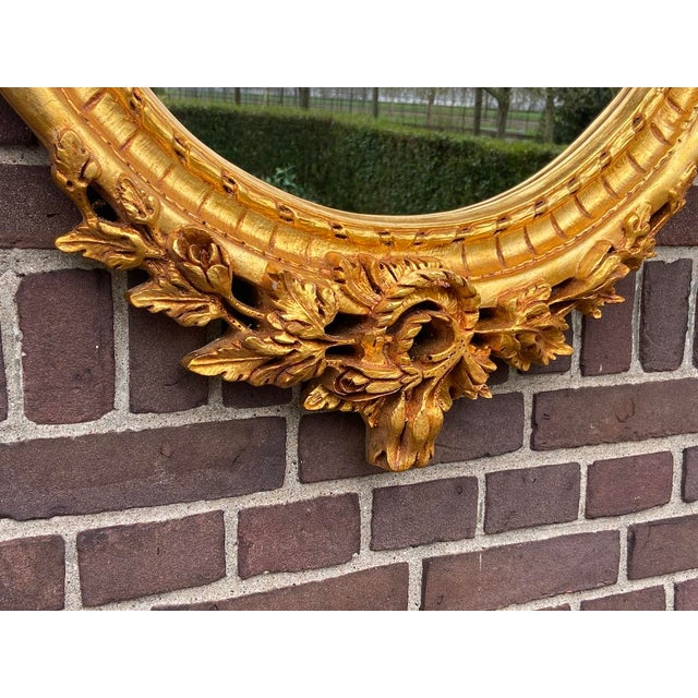 20thC Louis XVI Gilded Beech Oval Gold Leaf Wall Mirror For Sale - Image 14 of 18