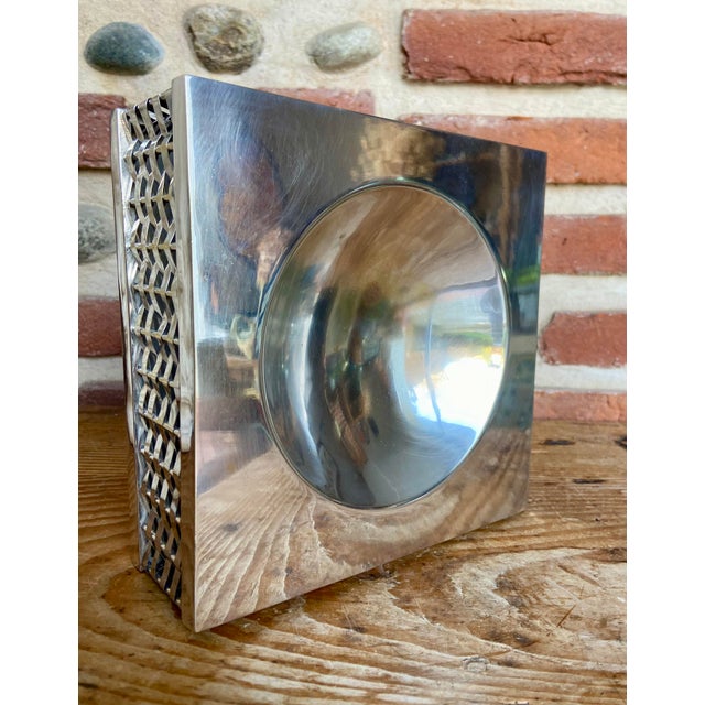 1960s Mid-Century Italian Architectural Silver-Plated Woven Metal Ashtray, 1960s For Sale - Image 5 of 6