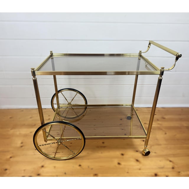 Vintage Brass and Glass Bar Cart, 1960s For Sale - Image 11 of 11