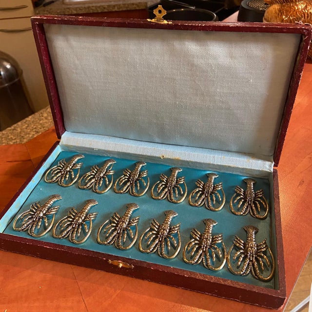 Gold Art Deco Lobster Knife Rests, 1960s, Set of 12 For Sale - Image 8 of 8