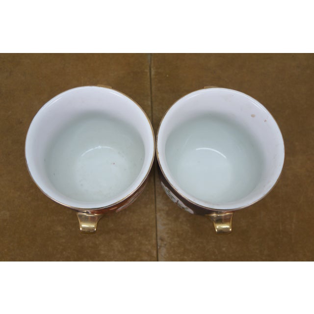 Pair Chinese Imari Style Handled Cachepots Planters Jardinieres Urns 7" For Sale - Image 6 of 14