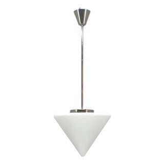 Art Deco Pendant Light in Chrome & Milk Glass, 1970s For Sale
