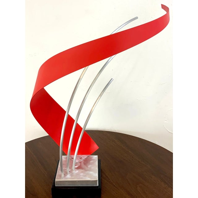 Silver French Modern Enameled Metal Abstract Sculpture For Sale - Image 8 of 11