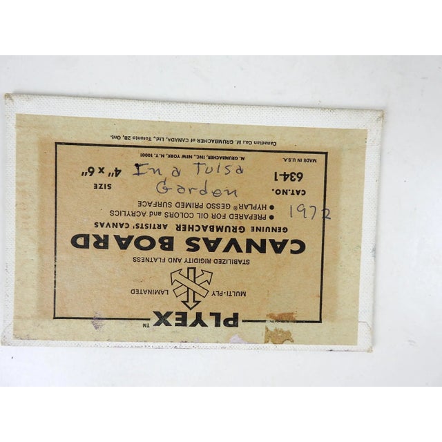 Rustic Small Vintage 1972 Blue & Lavender Landscape Painting For Sale - Image 3 of 4