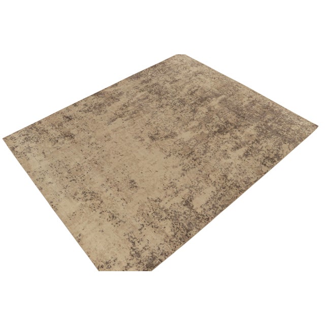 Modern Rug & Kilim’s Abstract Rug in Beige-Brown Distressed Style For Sale - Image 3 of 7