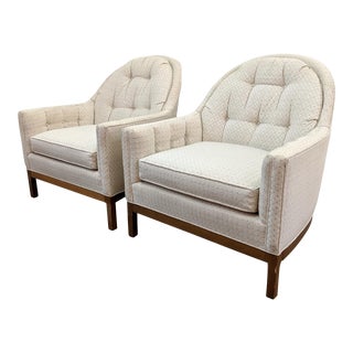 Mid Century High End Tufted Spoon Back Club Chairs- a Pair For Sale