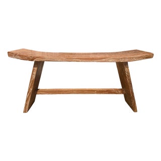 Andrianna Shamaris Minimalist Teak Wood Bench For Sale
