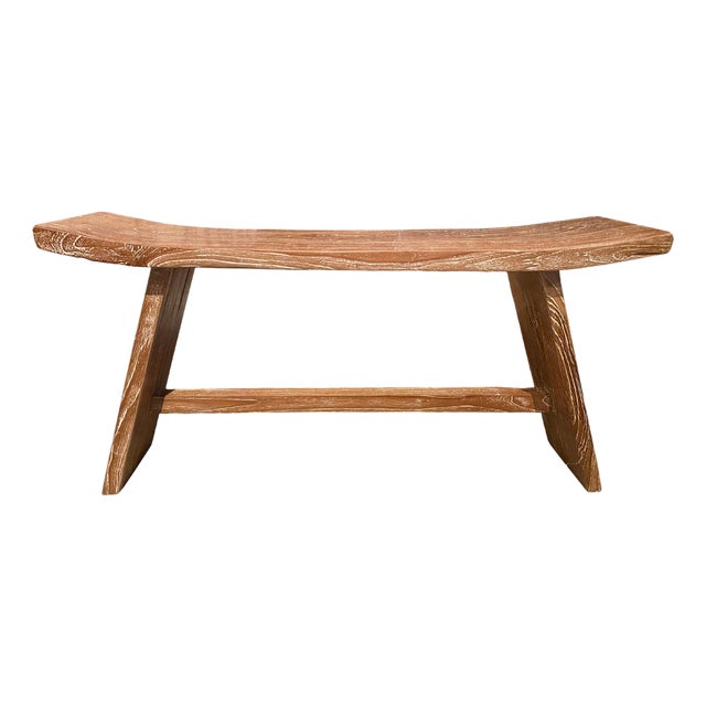 Andrianna Shamaris Minimalist Teak Wood Bench For Sale