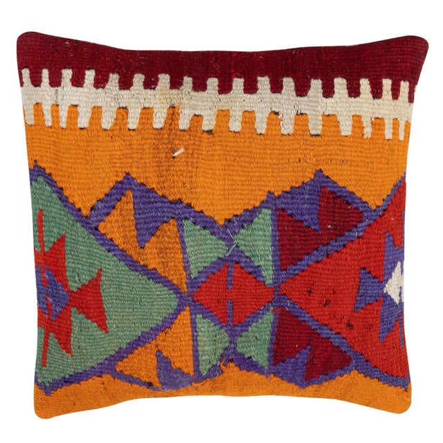 Traditional 20"x20" SET OF 2 - Hand-Woven Kilim Cushion Covers. A pair of Lace Pillow Covers For Sale - Image 3 of 4