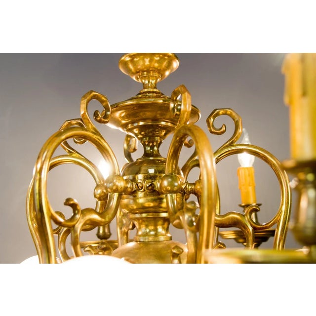 Metal Antique Baroque Brass and Bronze Chandelier For Sale - Image 7 of 18