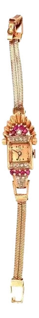 Vintage Croton Ladies 14 Karat Gold Wristwatch 9 Total Diamonds