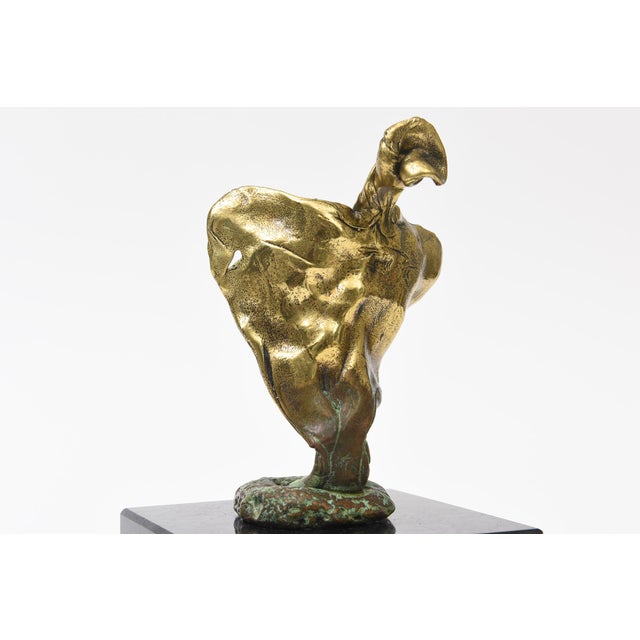 Vintage Cast Bronze Winged Brutalist Torso Sculpture on Black Granite Base For Sale - Image 4 of 12