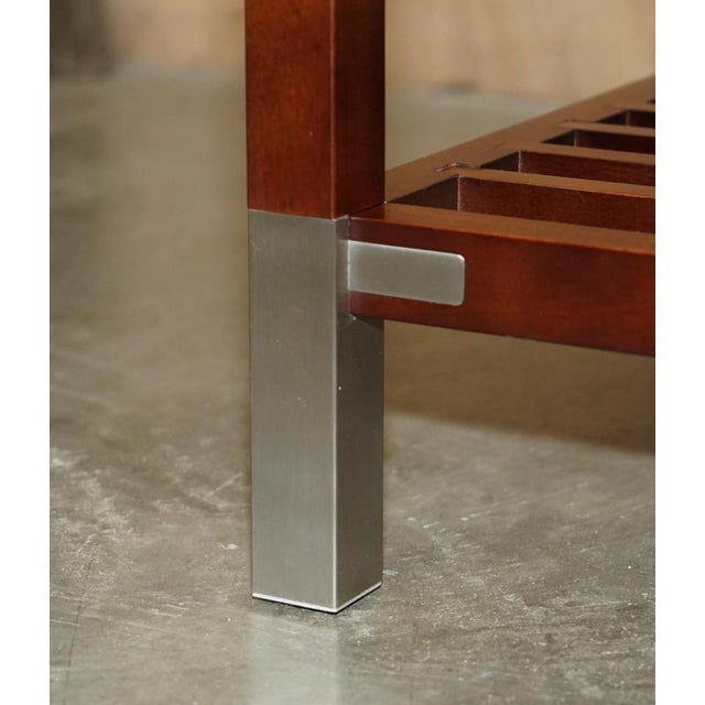 Vintage Hardwood Pewter and Glass Side Tables by Pierre Vandel, Set of 2 For Sale - Image 9 of 18