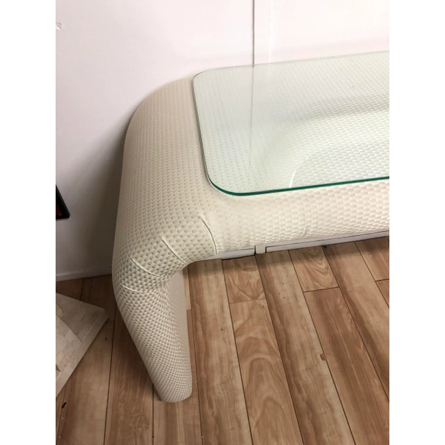 Cream Vintage Karl Springer Style Waterfall Console & Matching Wall Mirror - Set of 2 For Sale - Image 8 of 10