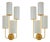 Elevation 4 Wall Sconces in Patinated Gold Metal and White Shades by Aymeric Lefort, Set of 2 For Sale