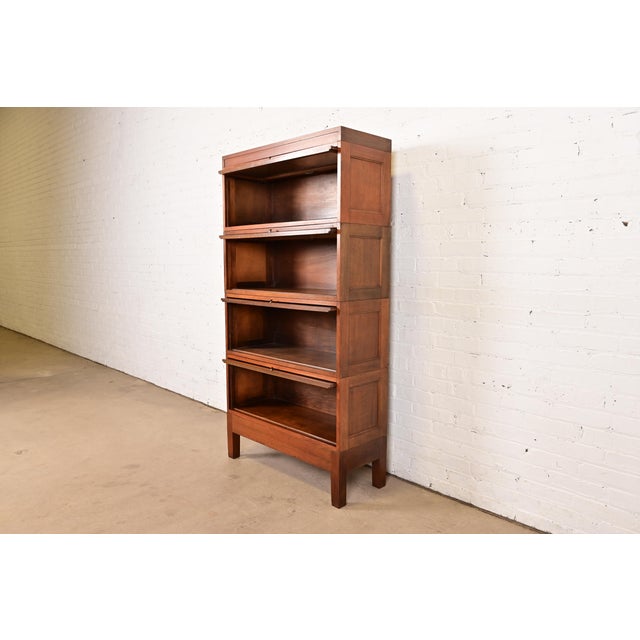 Stow Davis Antique Arts & Crafts Mahogany Four-Stack Barrister Bookcase, Circa 1920s For Sale In South Bend - Image 6 of 13