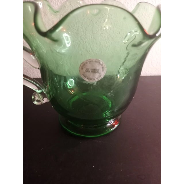 1980s Vidrios San Miguel Spain Recycled Art Glass Dual Handle Vase For Sale In Dallas - Image 6 of 10
