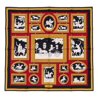 Hermes Paris Wedgwood Silk Scarf With Box Designed by Phillippe Ledoux ,C. 1974 For Sale