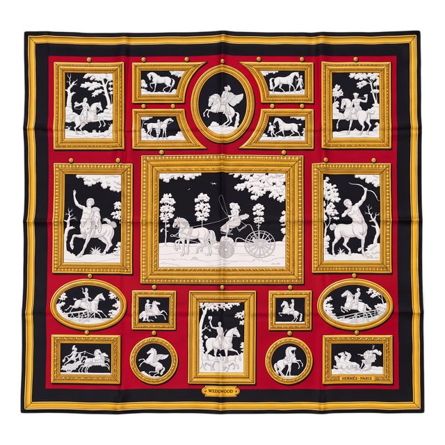 Hermes Paris Wedgwood Silk Scarf With Box Designed by Phillippe Ledoux ,C. 1974 For Sale
